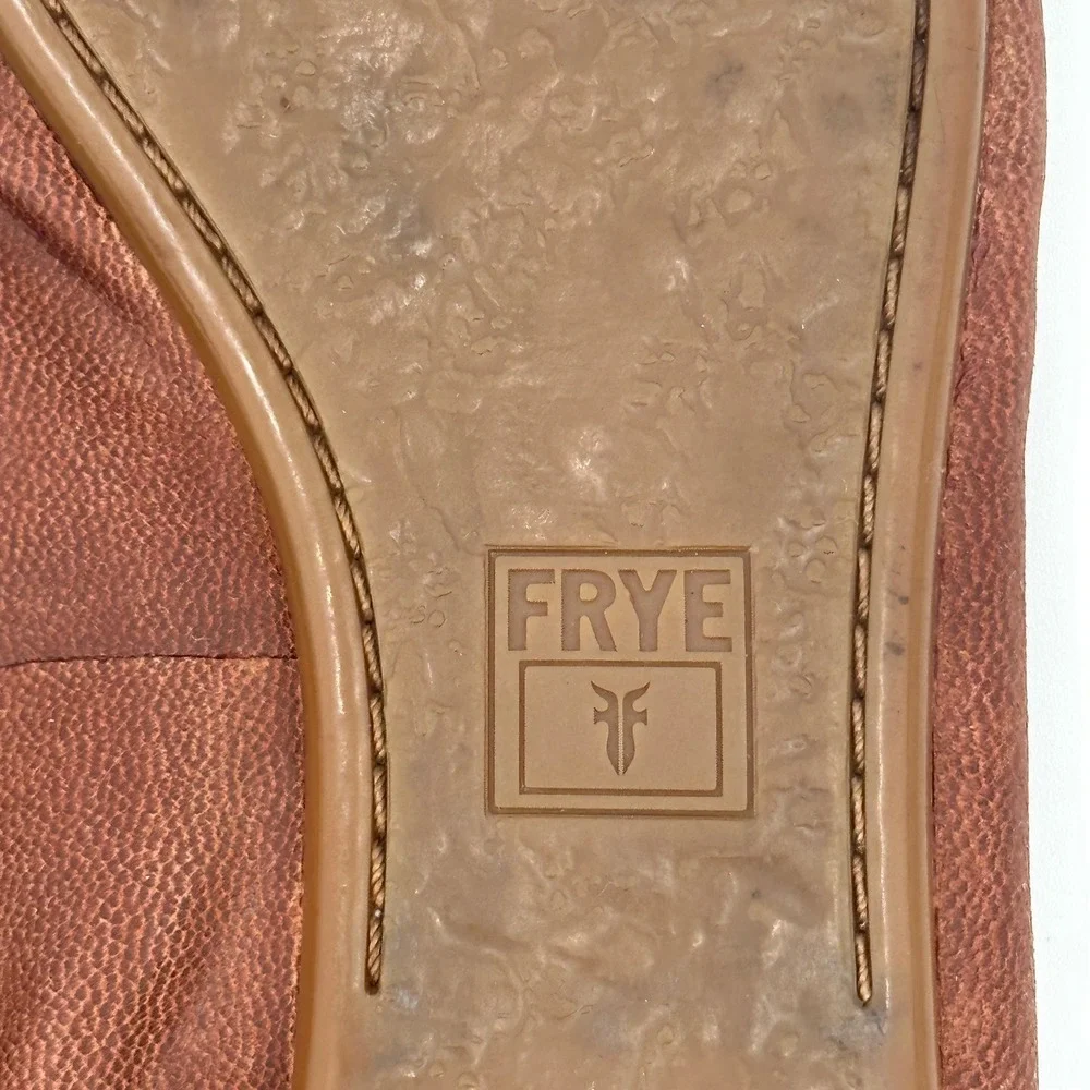 Frye Regina Pointed Toe Ballet Flats Cognac Brown Leather Womens 8.5
